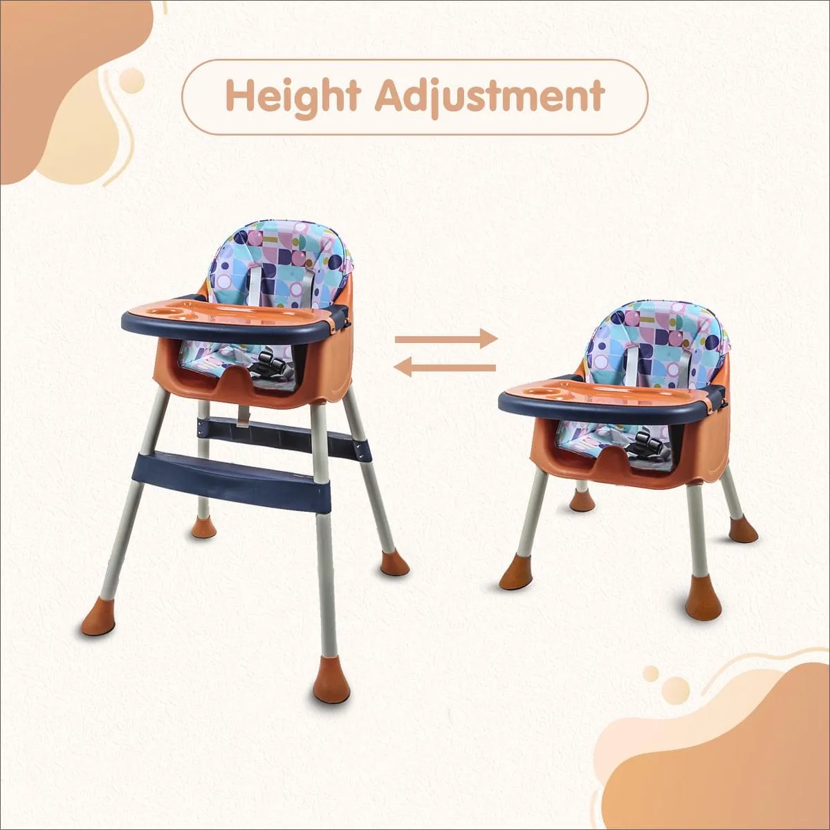 3 In 1 Adjustable Feeding Booster High Chair Abstract - Orange