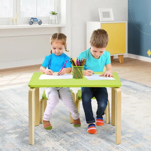 3 Piece Kids Wooden Activity Table and 2 Chairs Set-Green