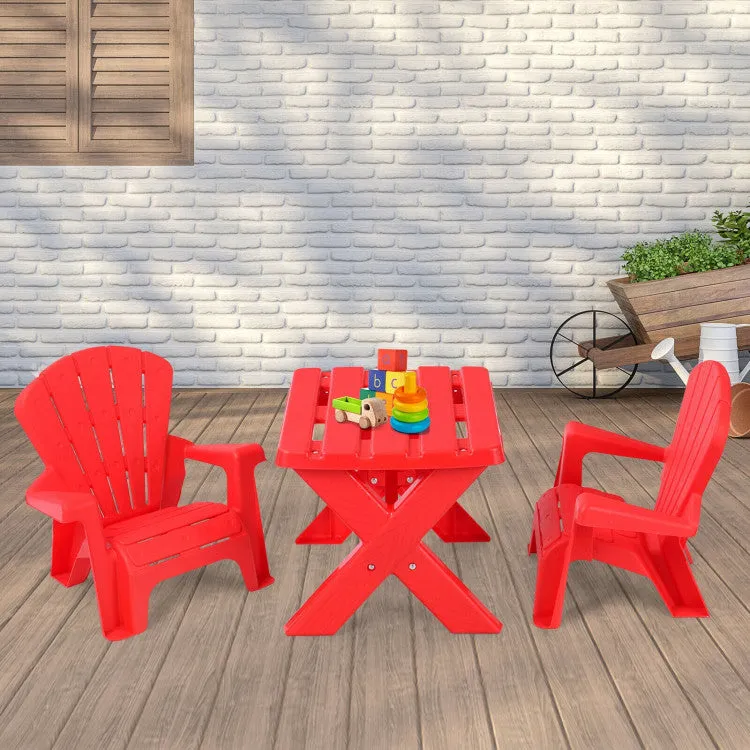 3-Piece Plastic Children's Table & Chair Set - Red