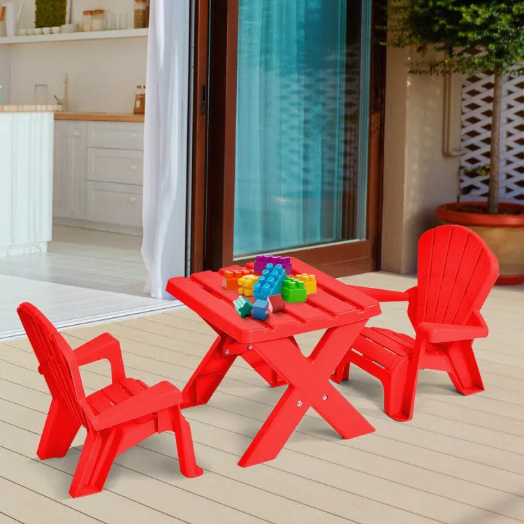 3-Piece Plastic Children's Table & Chair Set - Red