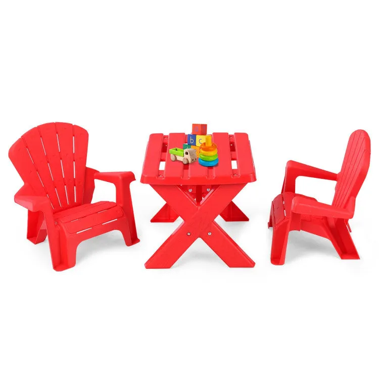 3-Piece Plastic Children's Table & Chair Set - Red