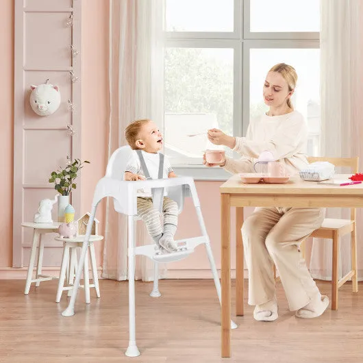 4 in 1 Convertible Kids Dining High Chair With Adjustable Removable Tray and Footrest-White