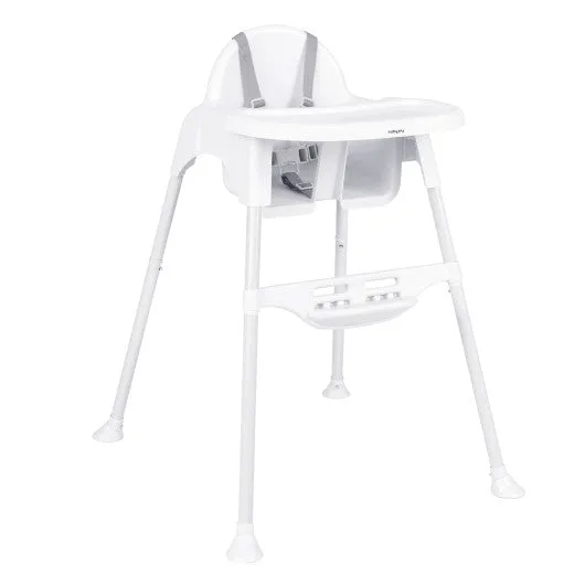 4 in 1 Convertible Kids Dining High Chair With Adjustable Removable Tray and Footrest-White