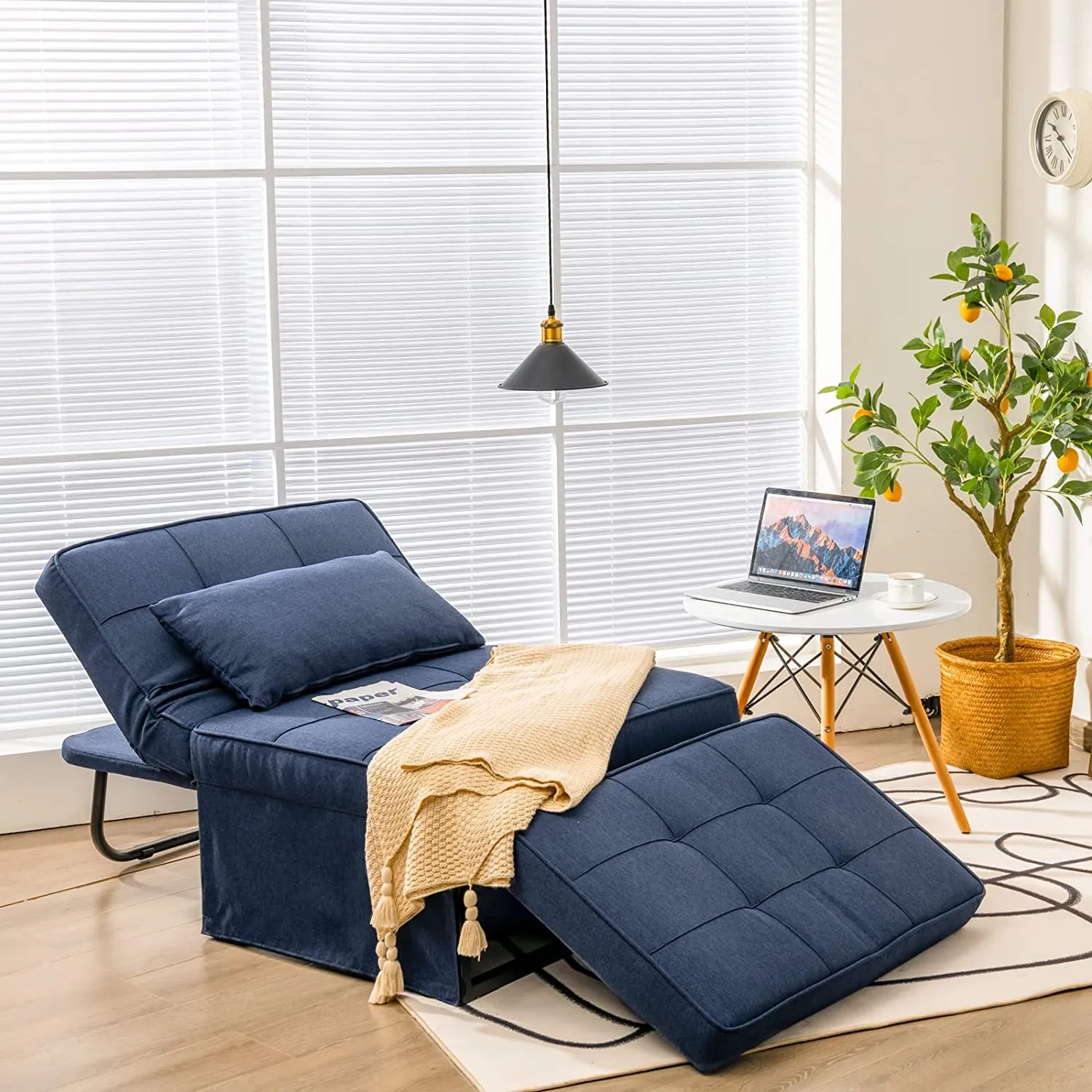 4 in 1 Convertible Sofa Bed with Adjustable Backrest-Blue