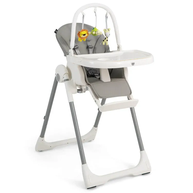 4-in-1 Foldable High Chair with 7 Adjustable Heights & Toys Bar