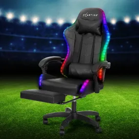 6-Point Massage LED Gaming Office Chair with Footrest, Artiss