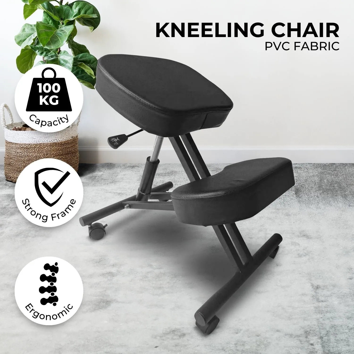 Adjustable Ergonomic Kneeling Chair with Brakes, Steel Frame - EKKIO