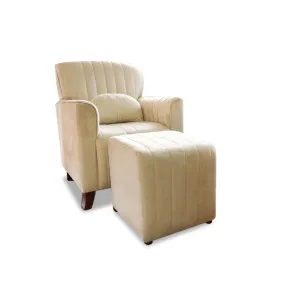 Arm Chair with Stool and Kidney Cushion