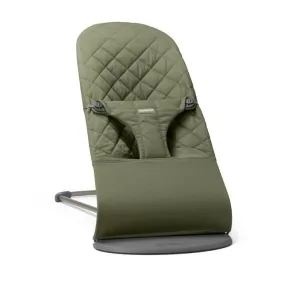 Babybjörn rocking chair Bliss Dark Grey frame | Woven classic quilt dark green