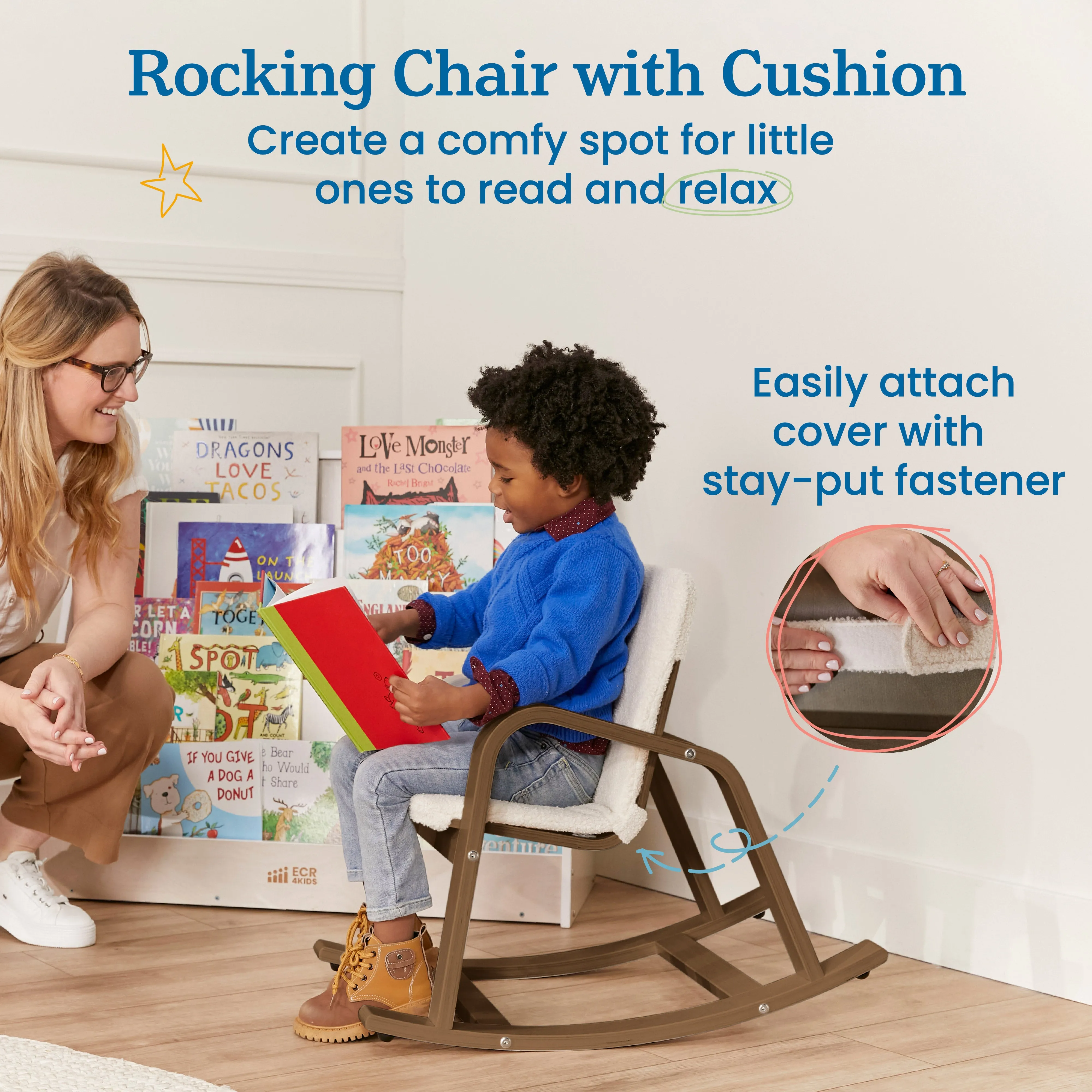 Bentwood Rocking Chair with Cushion, Kids Furniture