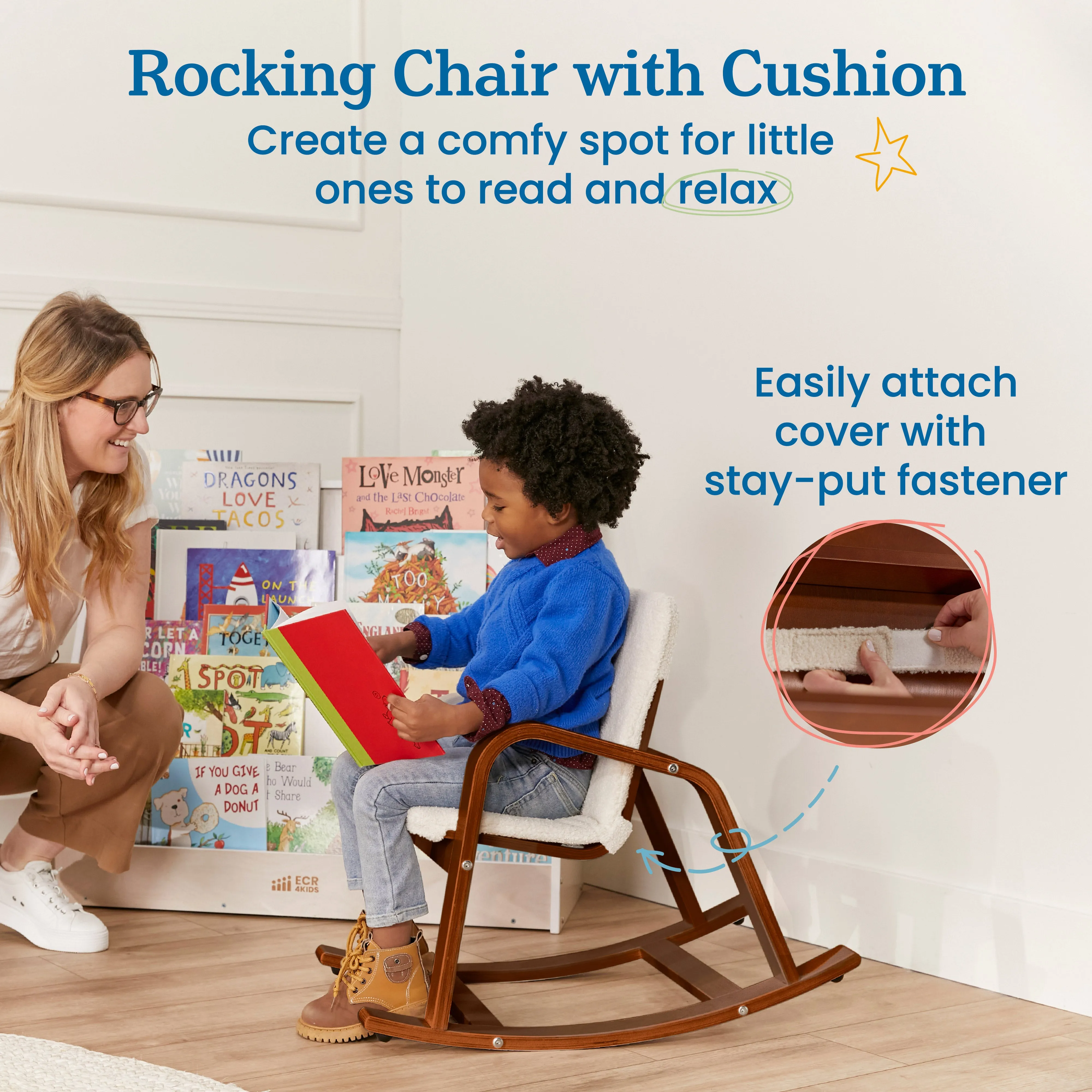 Bentwood Rocking Chair with Cushion, Kids Furniture