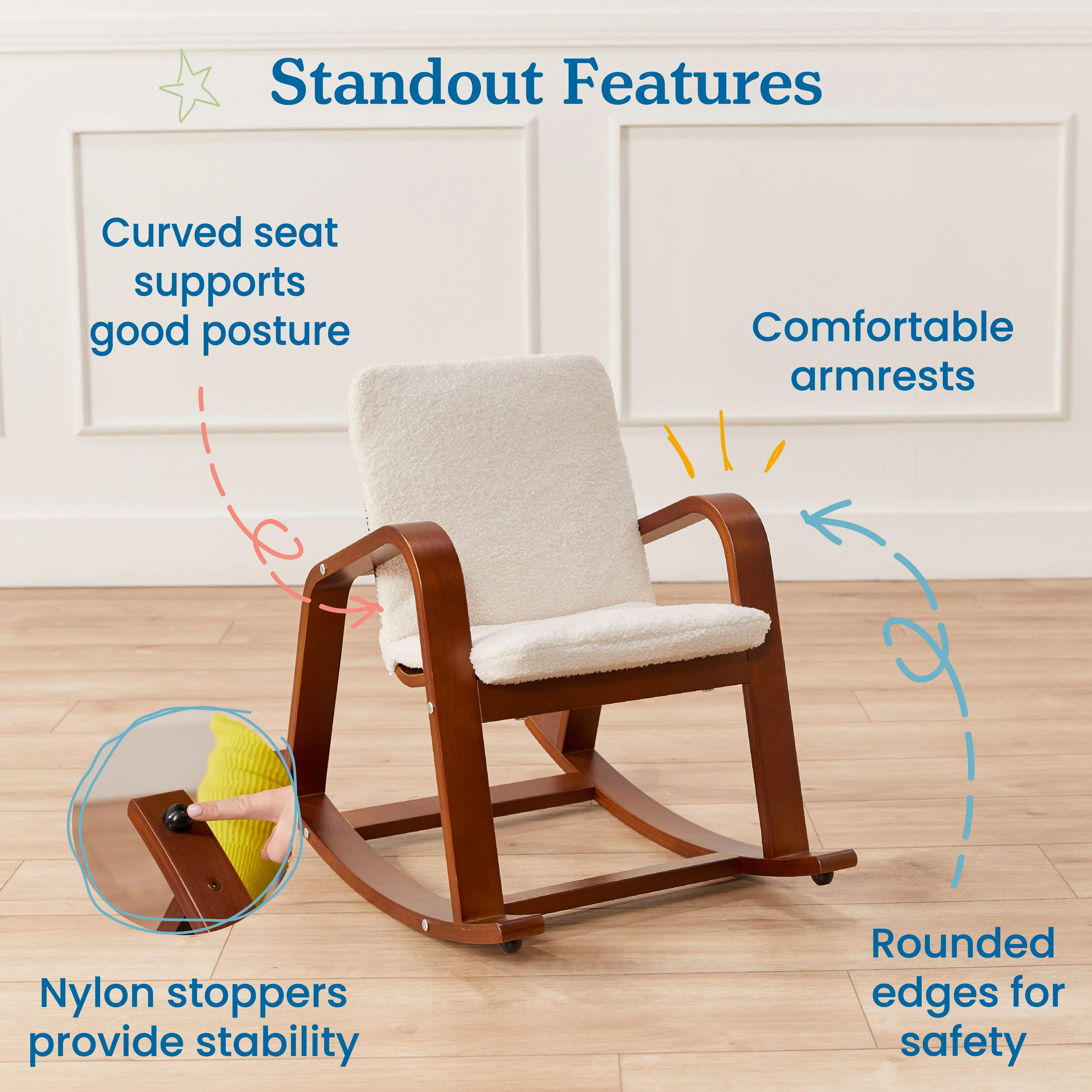 Bentwood Rocking Chair with Cushion, Kids Furniture