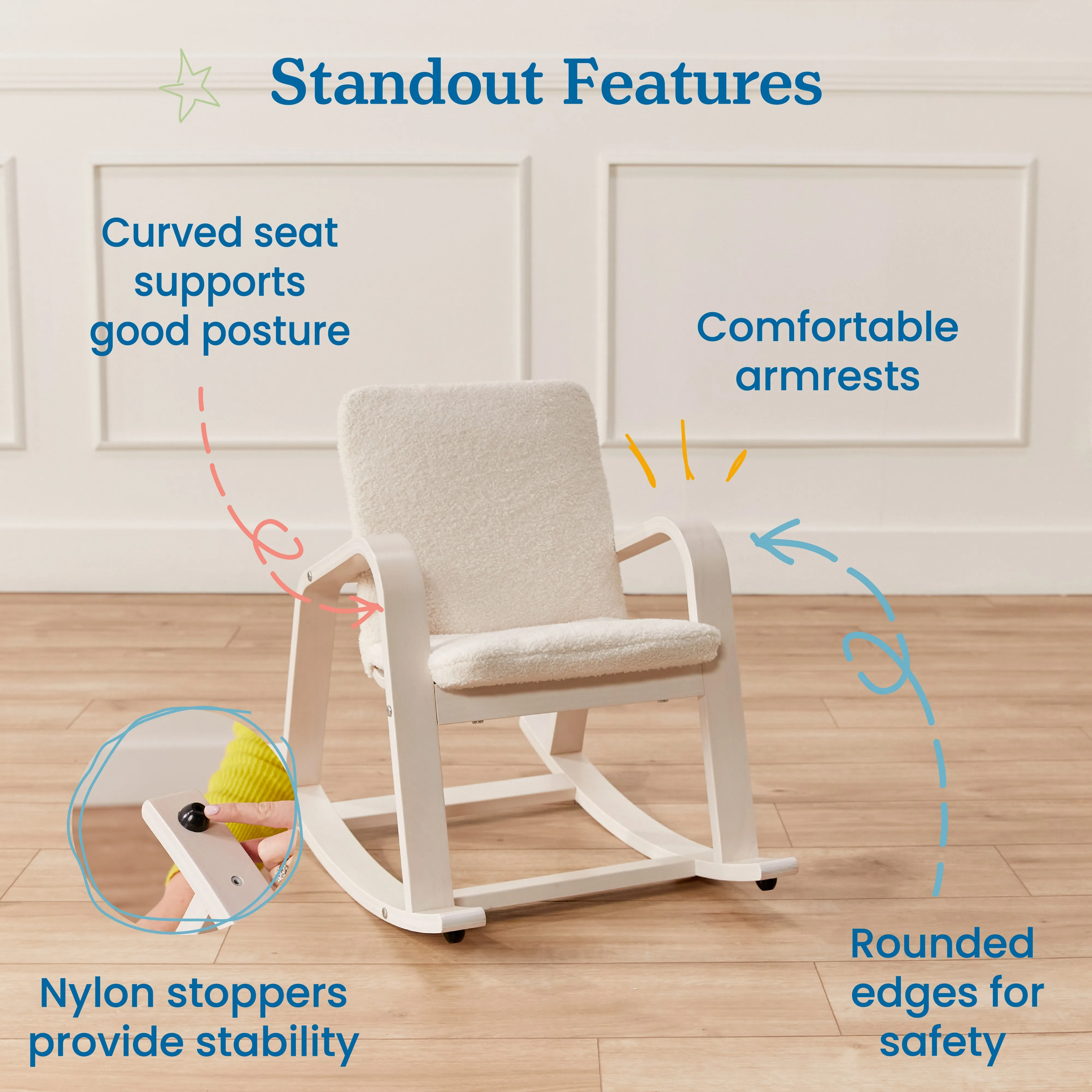 Bentwood Rocking Chair with Cushion, Kids Furniture