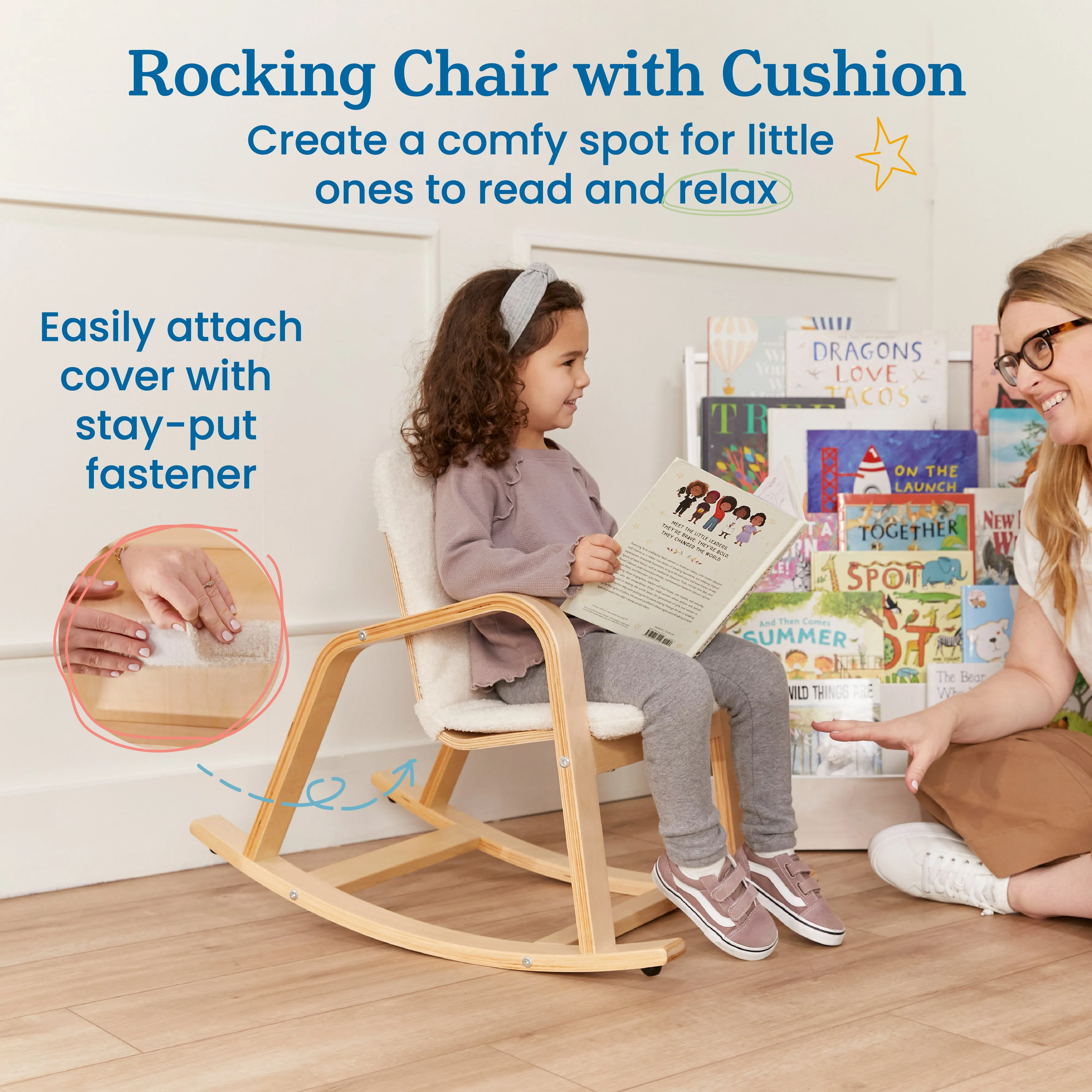 Bentwood Rocking Chair with Cushion, Kids Furniture