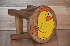 Children's Wooden Stool Chicken Themed Chair Toddlers Step sitting Stool.