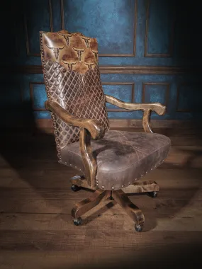 Diamond Longhorn Leather Desk Chair