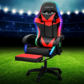 Ergonomic Massage Gaming Office Chair w/ LED & Footrest - Artiss