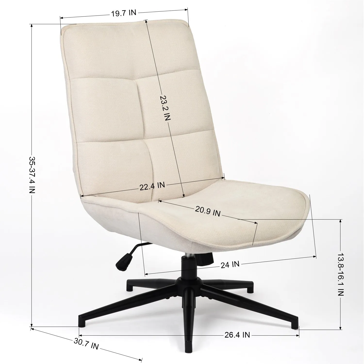 Ergonomic Swivel Office Chair - Beige Chenille Upholstery with Adjustable Height, High Backrest, and Padded Seat, Modern Design