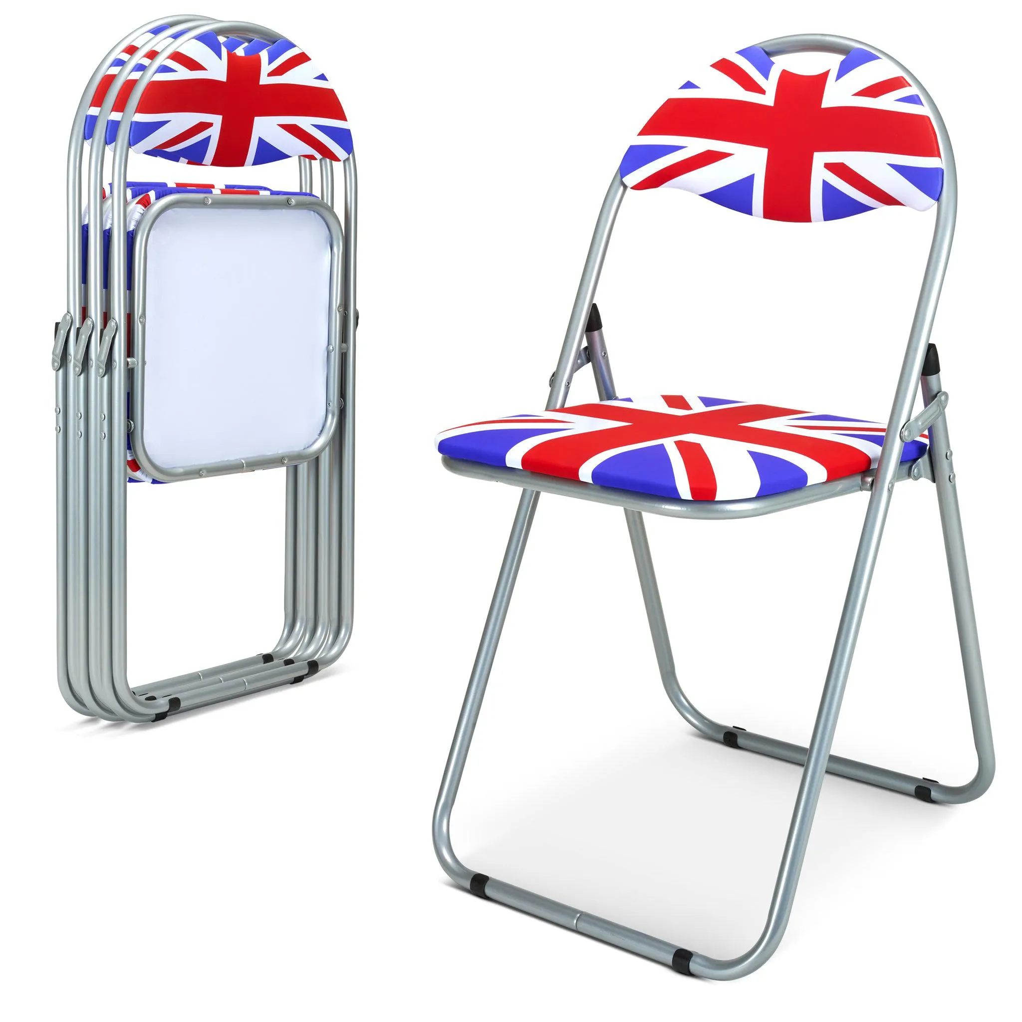 Folding Padded Office Dining Desk Chair - Union Jack