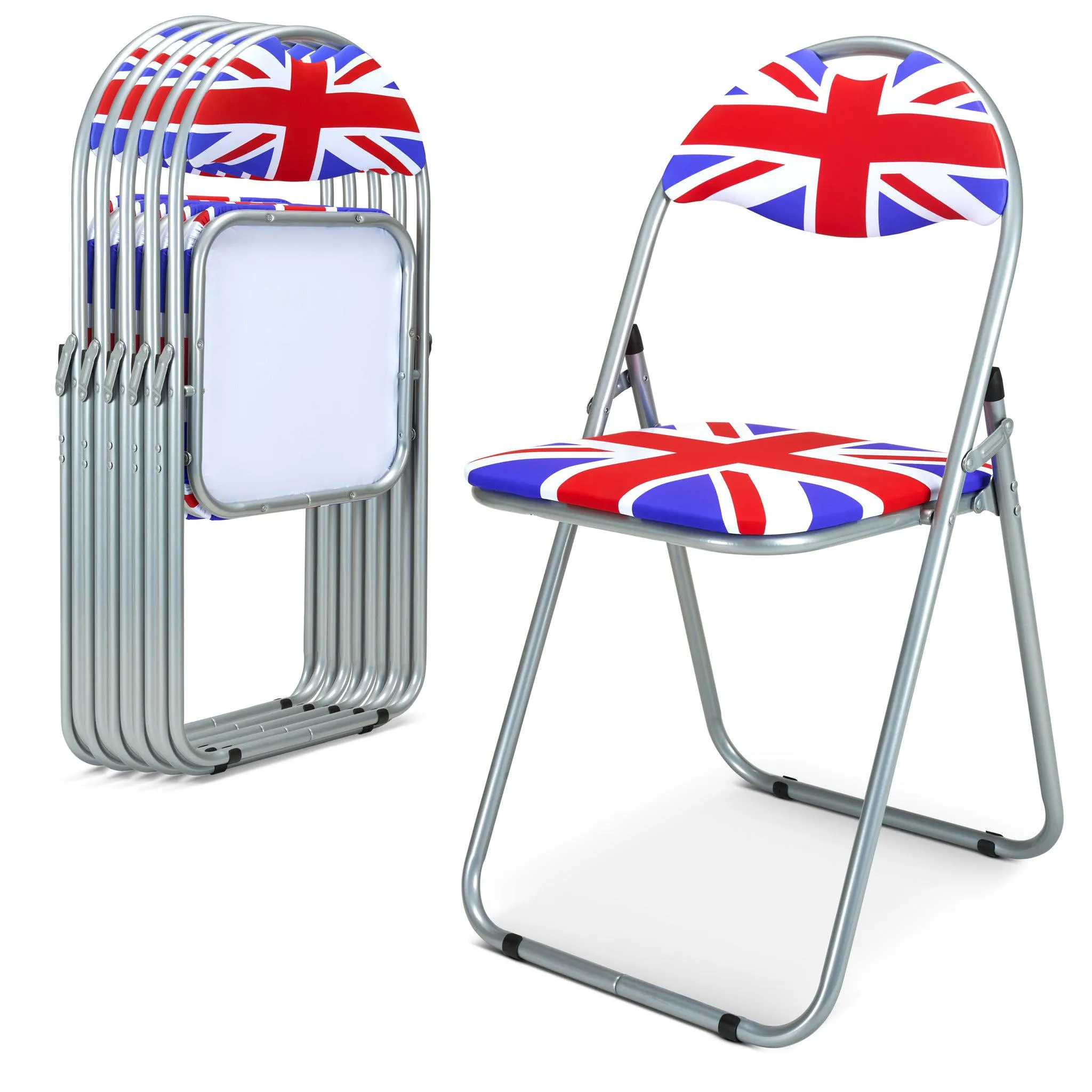 Folding Padded Office Dining Desk Chair - Union Jack