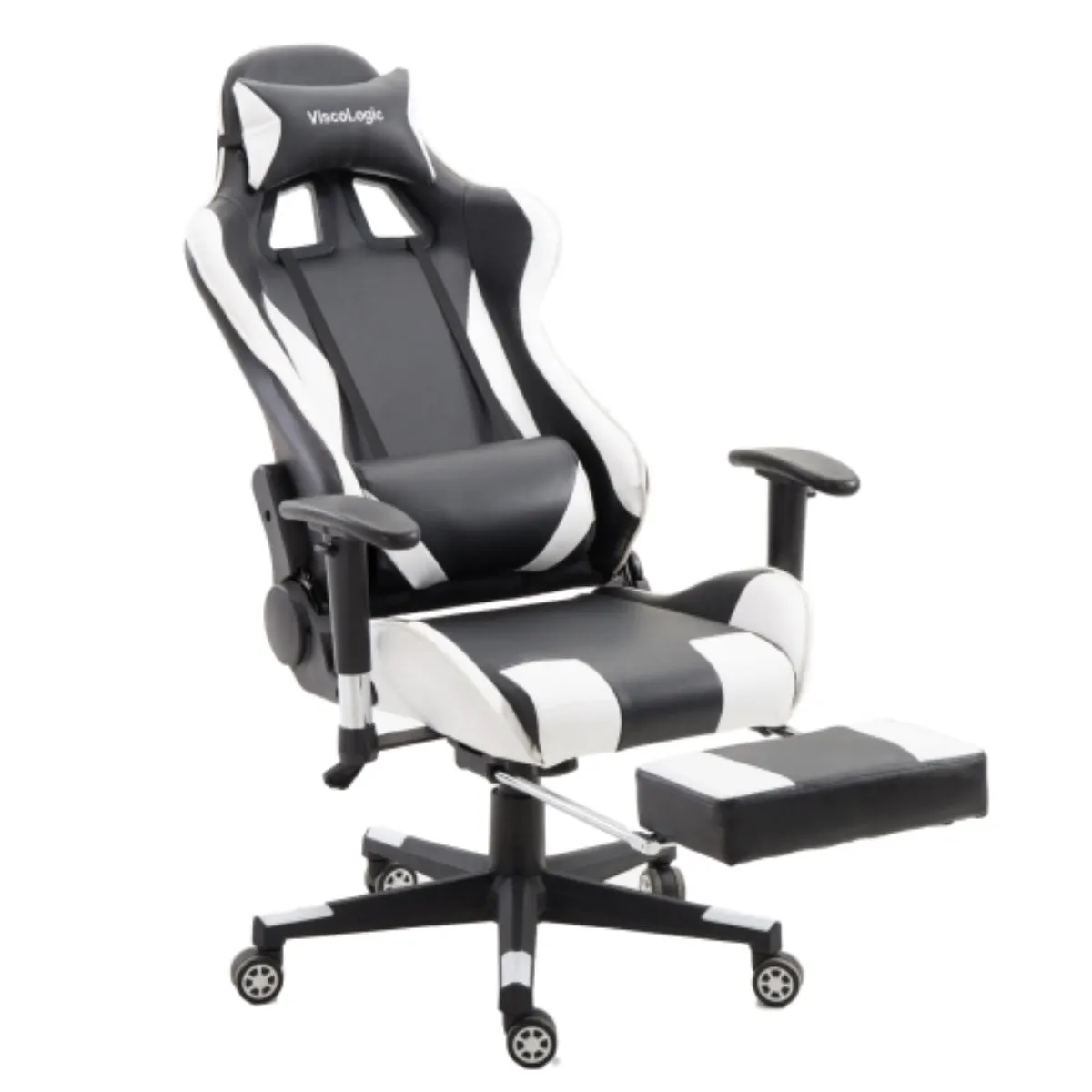 FOOTREST SERIES/ 9026 GAMING CHAIR (BLACK & WHITE)