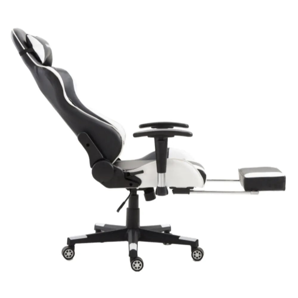 FOOTREST SERIES/ 9026 GAMING CHAIR (BLACK & WHITE)