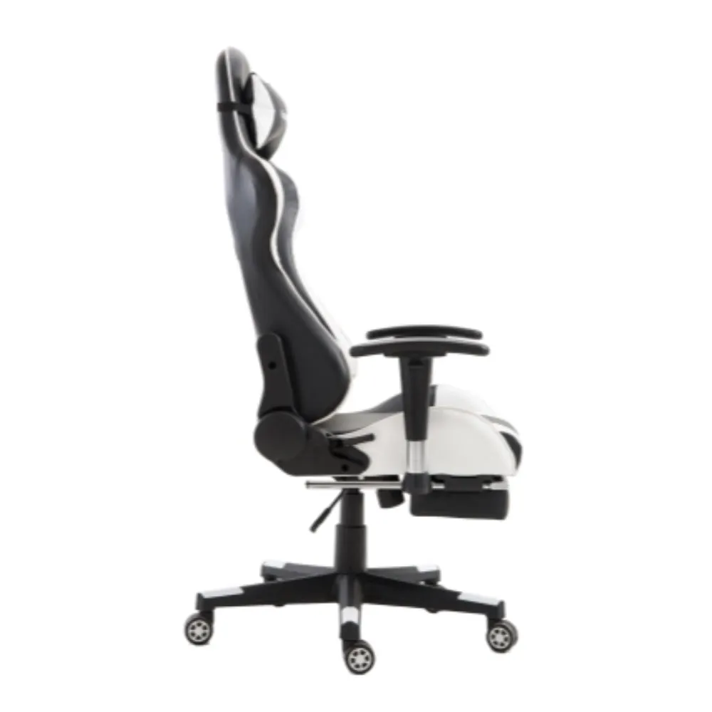 FOOTREST SERIES/ 9026 GAMING CHAIR (BLACK & WHITE)