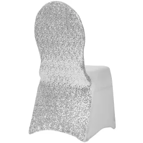 Glitz Sequin Stretch Spandex Banquet Chair Cover - Silver