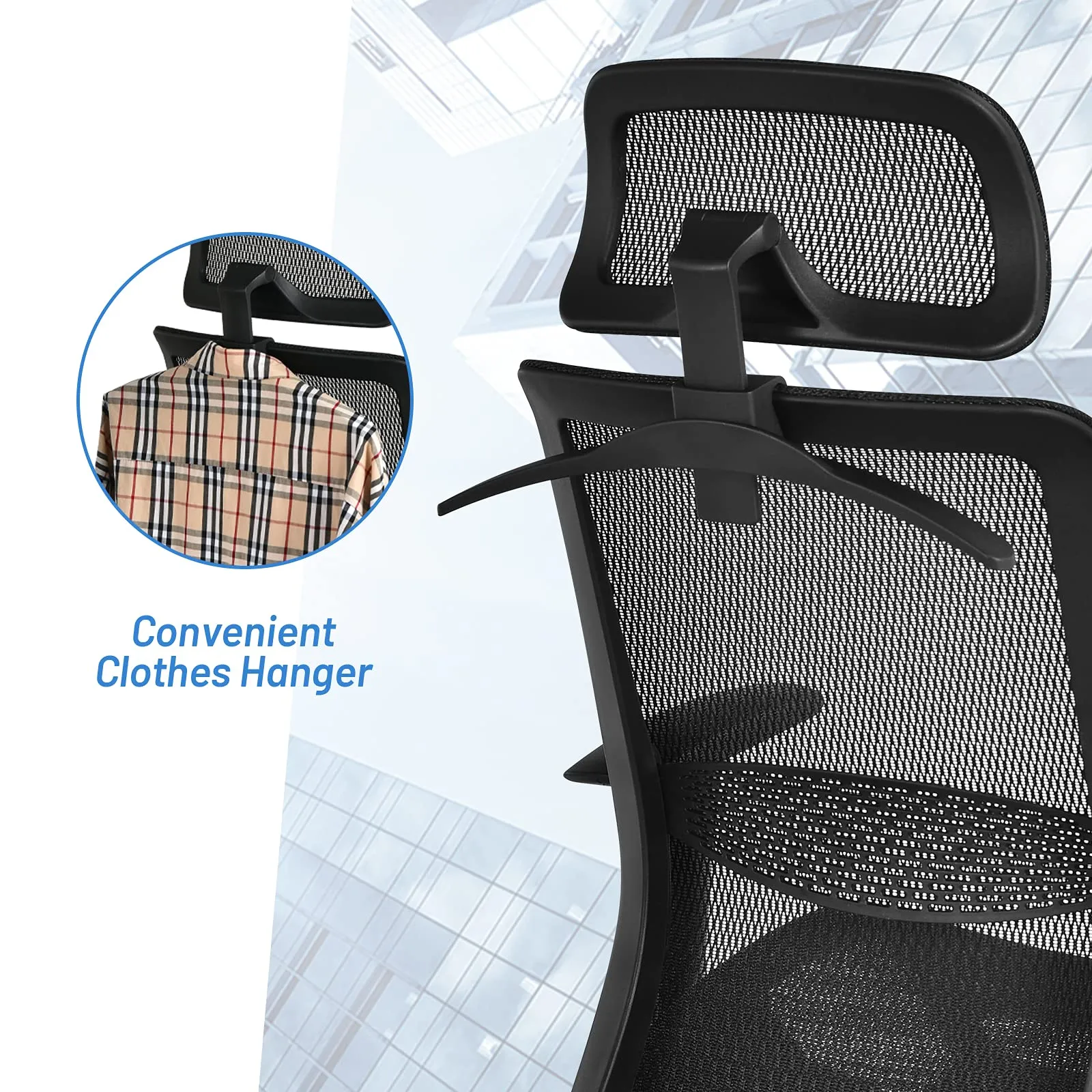 KOMFOTT Ergonomic Office Chair, Mesh Desk Chair Back Support with Adjustable Headrest