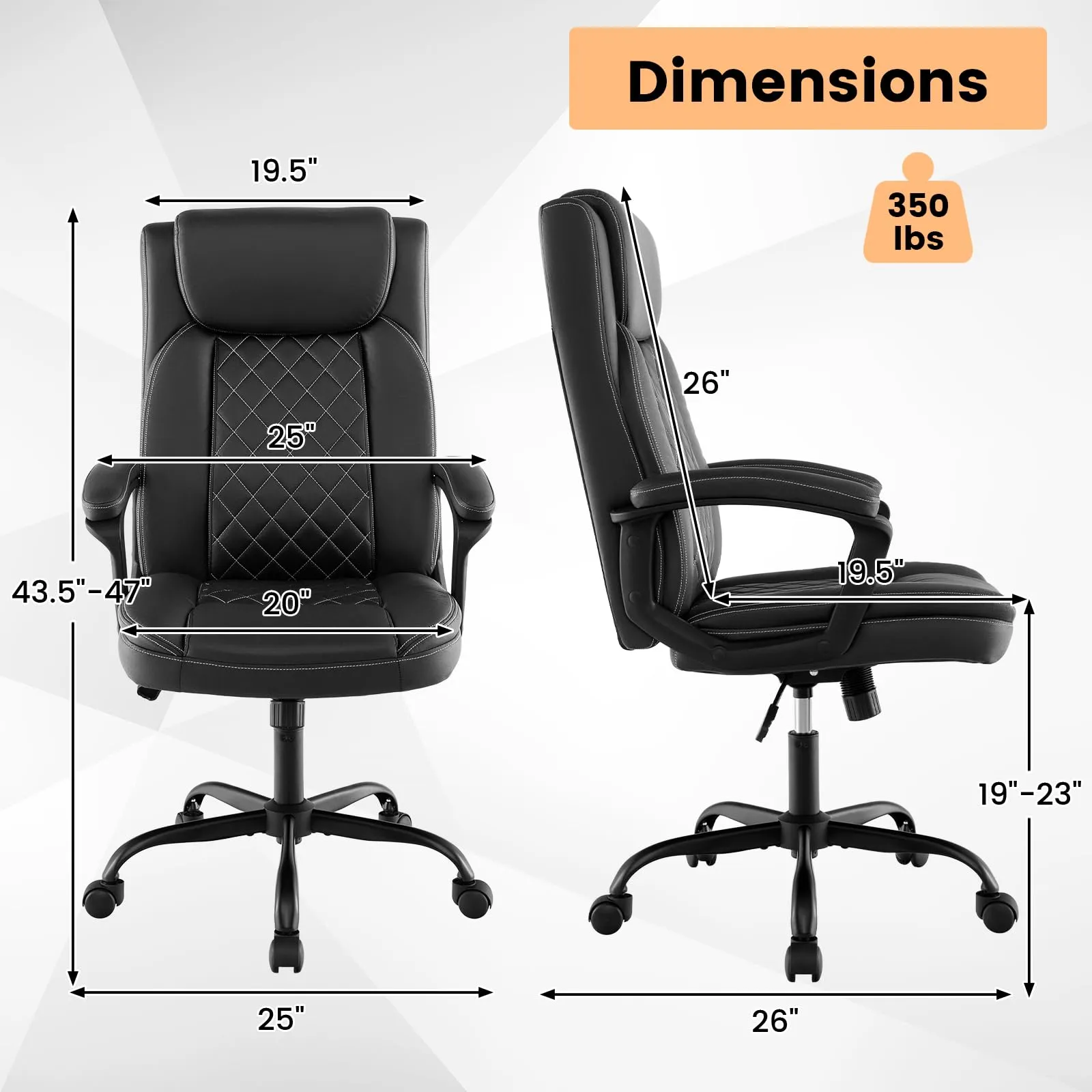 KOMFOTT Executive Office Chair, Leather Like Desk Chair with Thick Headrest Cushion & Padded Armrests