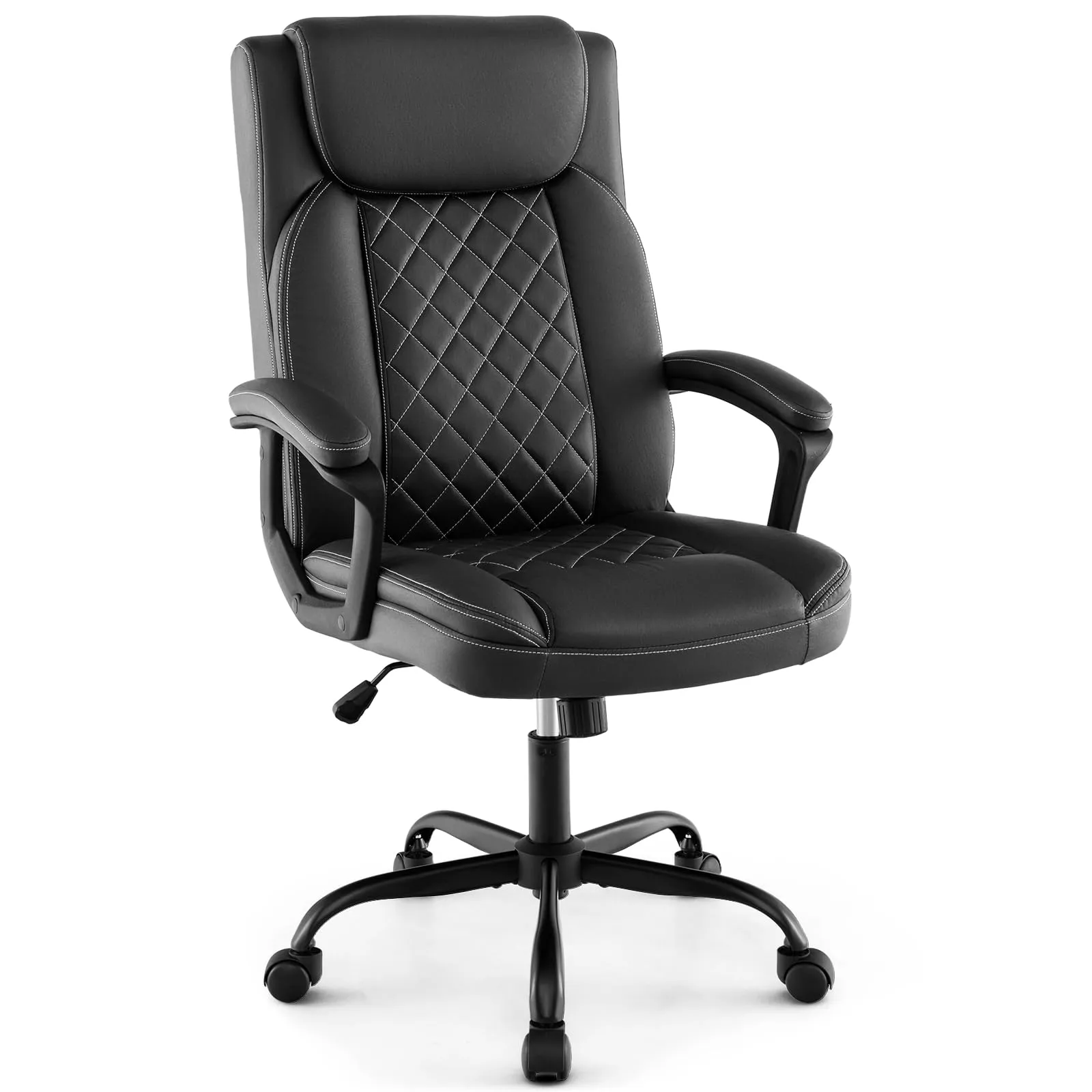 KOMFOTT Executive Office Chair, Leather Like Desk Chair with Thick Headrest Cushion & Padded Armrests