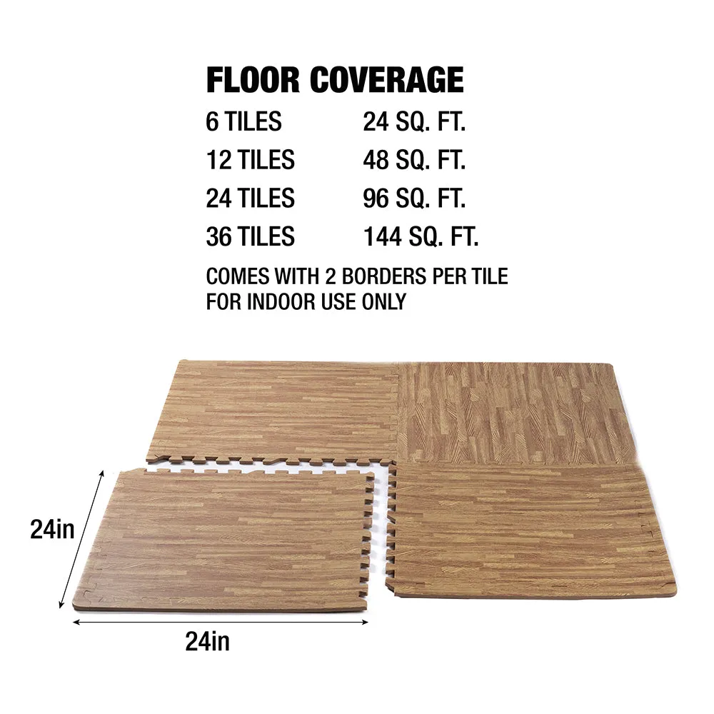 Light Wood Heavy-Duty Interlocking Foam Mat