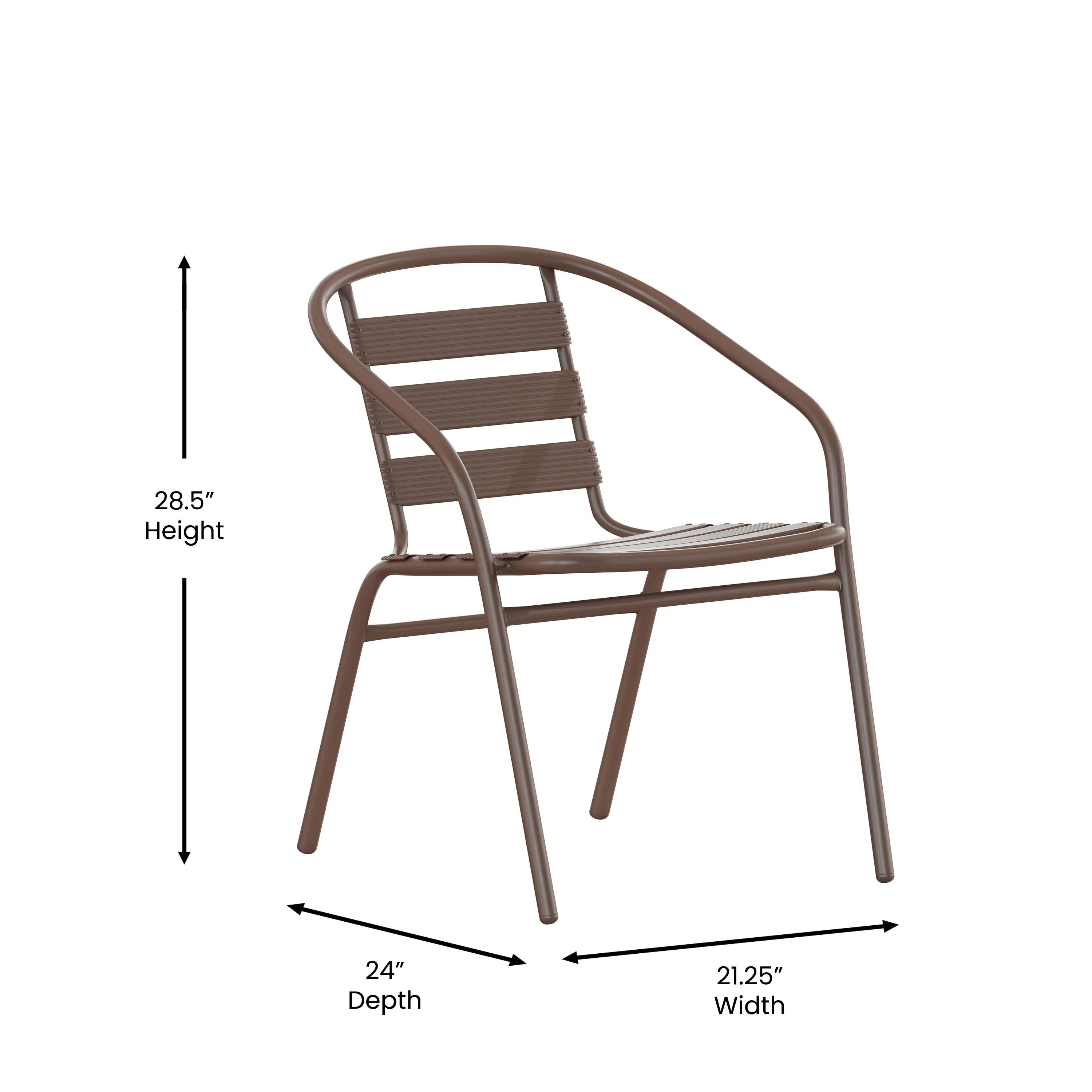 Lila 31.5'' Square Aluminum Indoor-Outdoor Table Set with 4 Slat Back Chairs