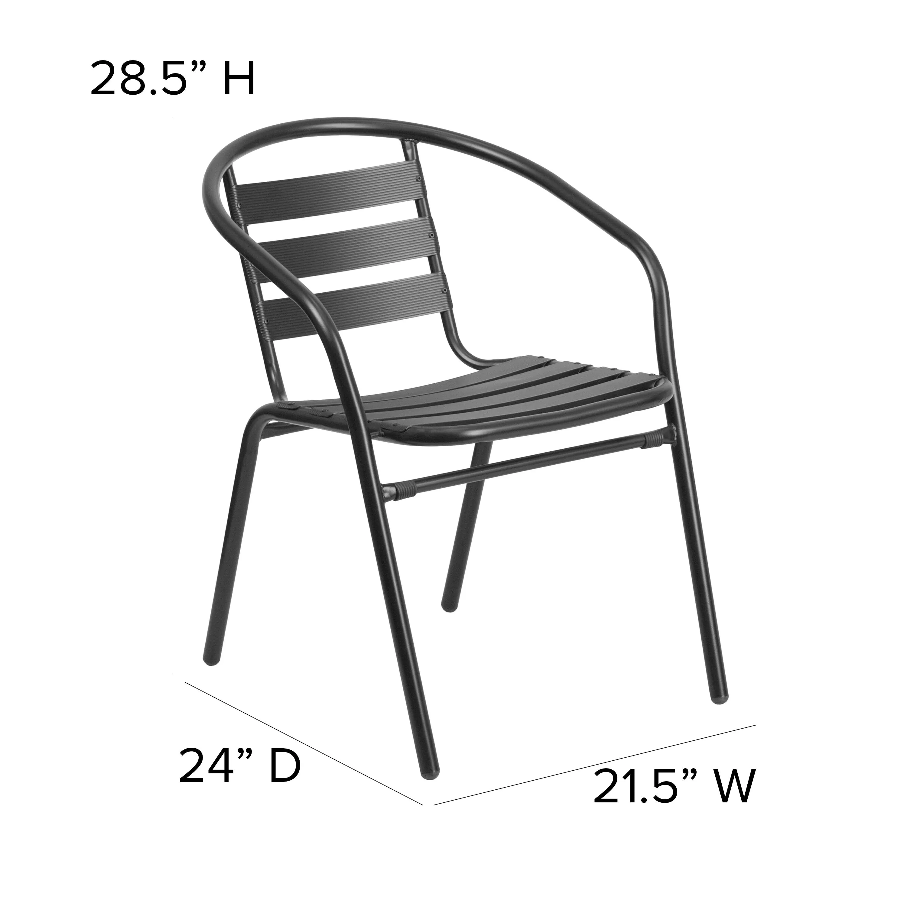 Lila 31.5'' Square Aluminum Indoor-Outdoor Table Set with 4 Slat Back Chairs