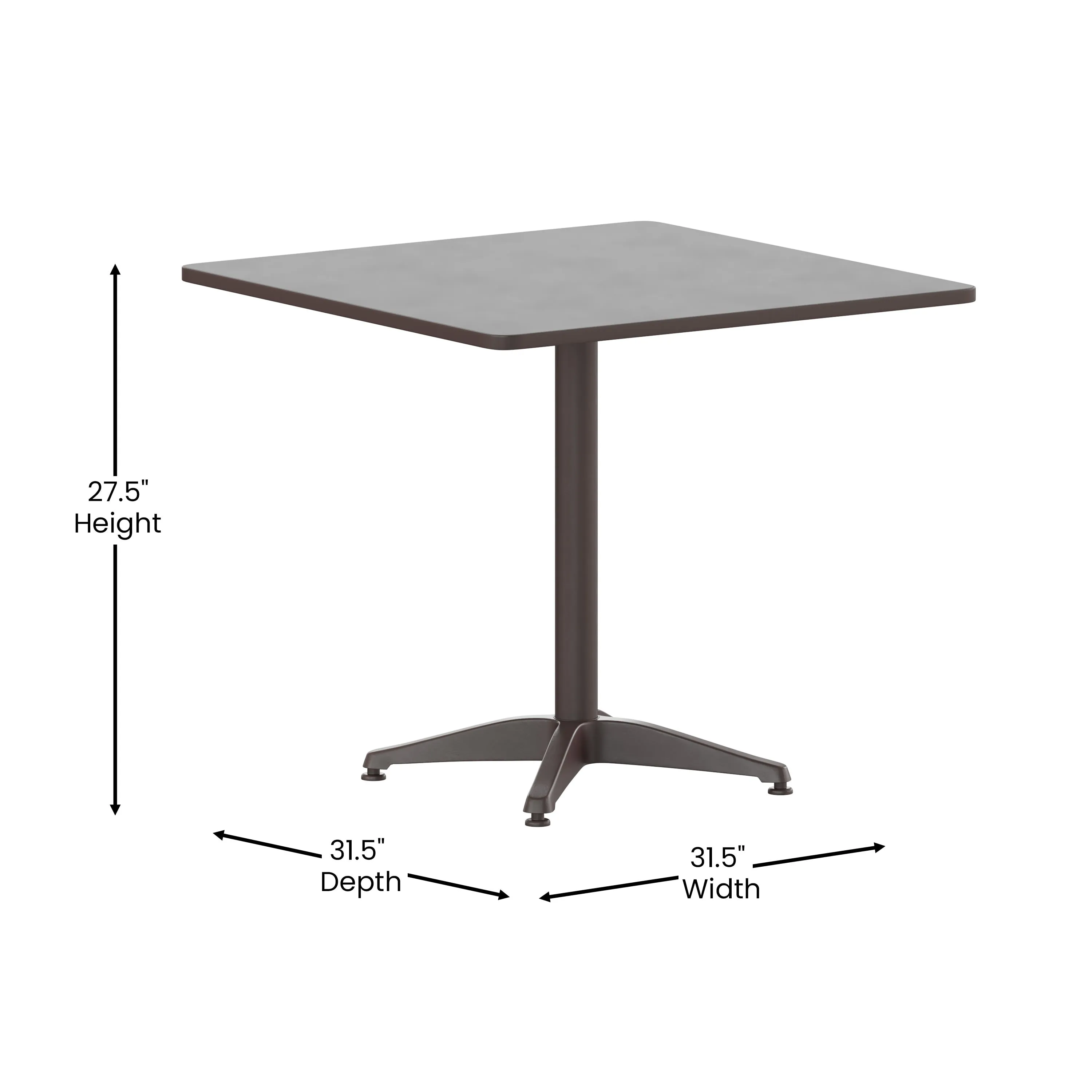 Lila 31.5'' Square Aluminum Indoor-Outdoor Table Set with 4 Slat Back Chairs