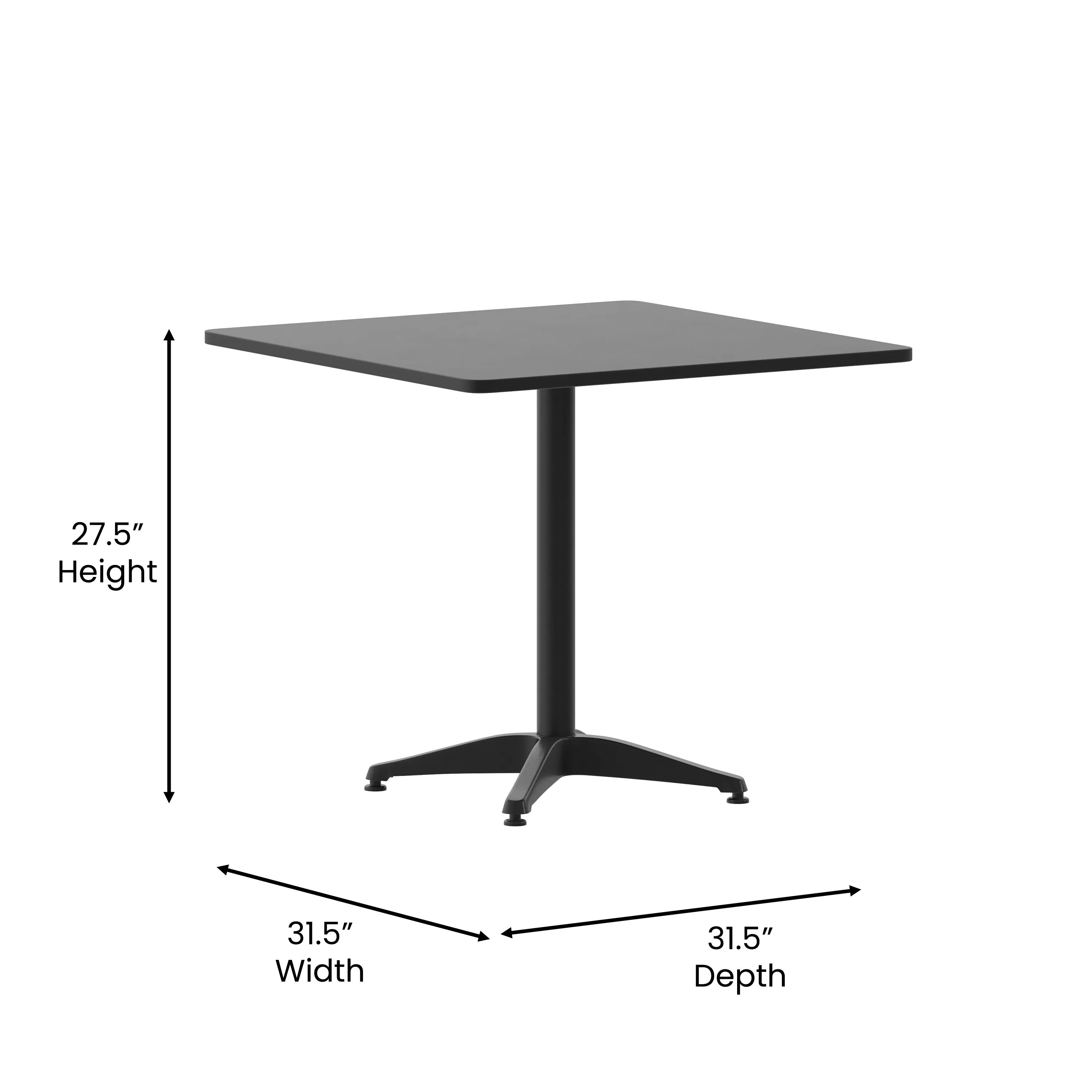 Lila 31.5'' Square Aluminum Indoor-Outdoor Table Set with 4 Slat Back Chairs