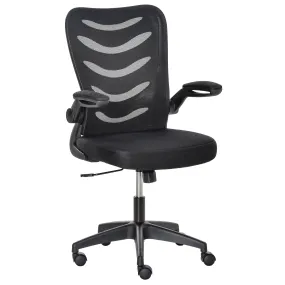 Mesh Swivel Chair for Home Task Desk Chair with Lumbar Back Support, Flip-Up Arm, Adjustable Height, Black