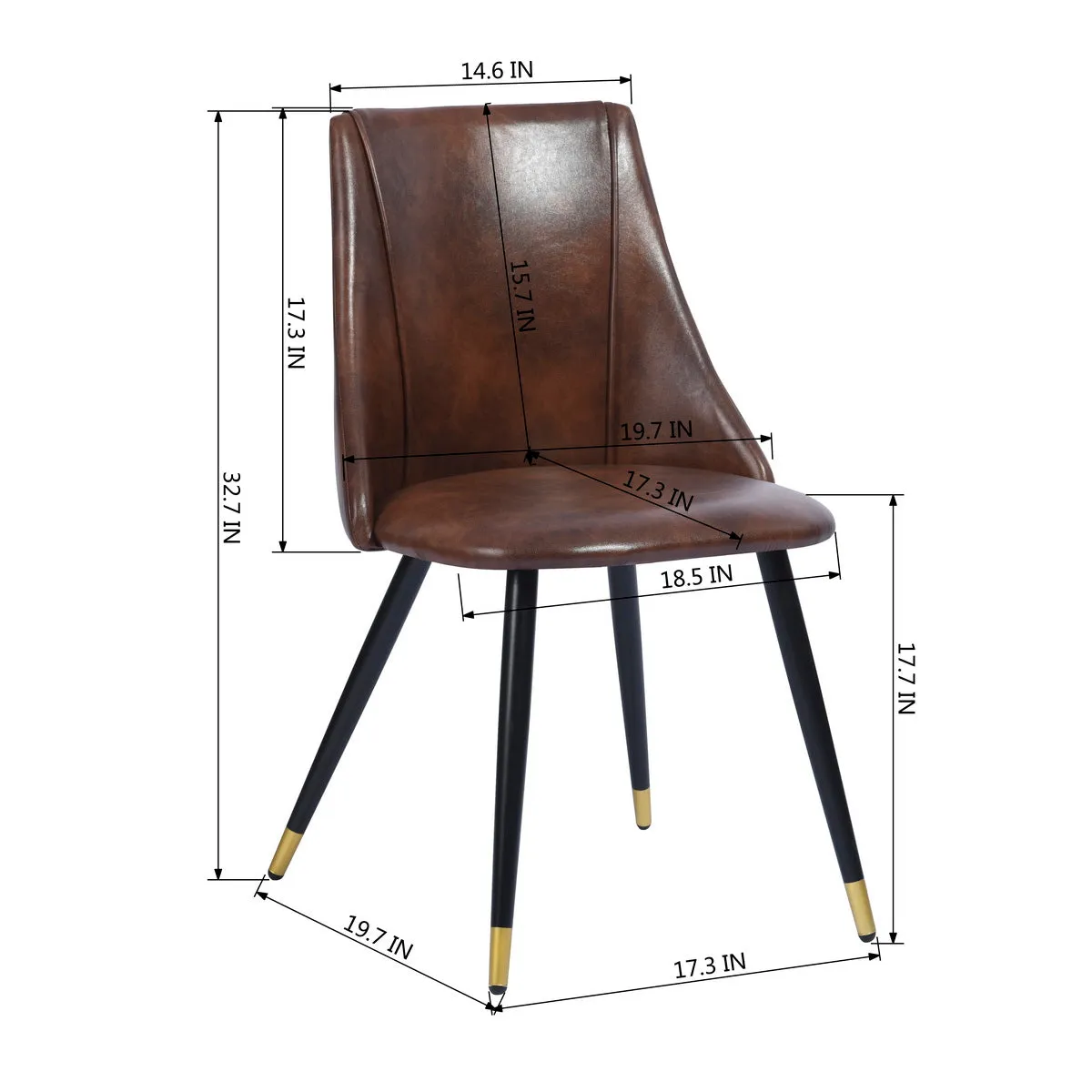 Mid-Century Modern PU Brown Dining Chair (Set of 2)