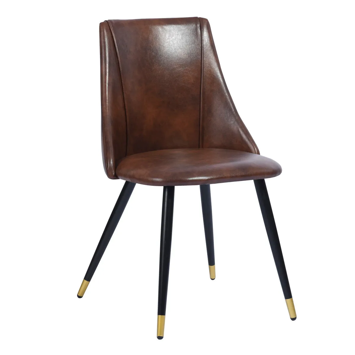 Mid-Century Modern PU Brown Dining Chair (Set of 2)