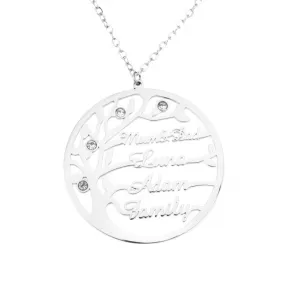 Name Necklace with Family Tree and Pearls