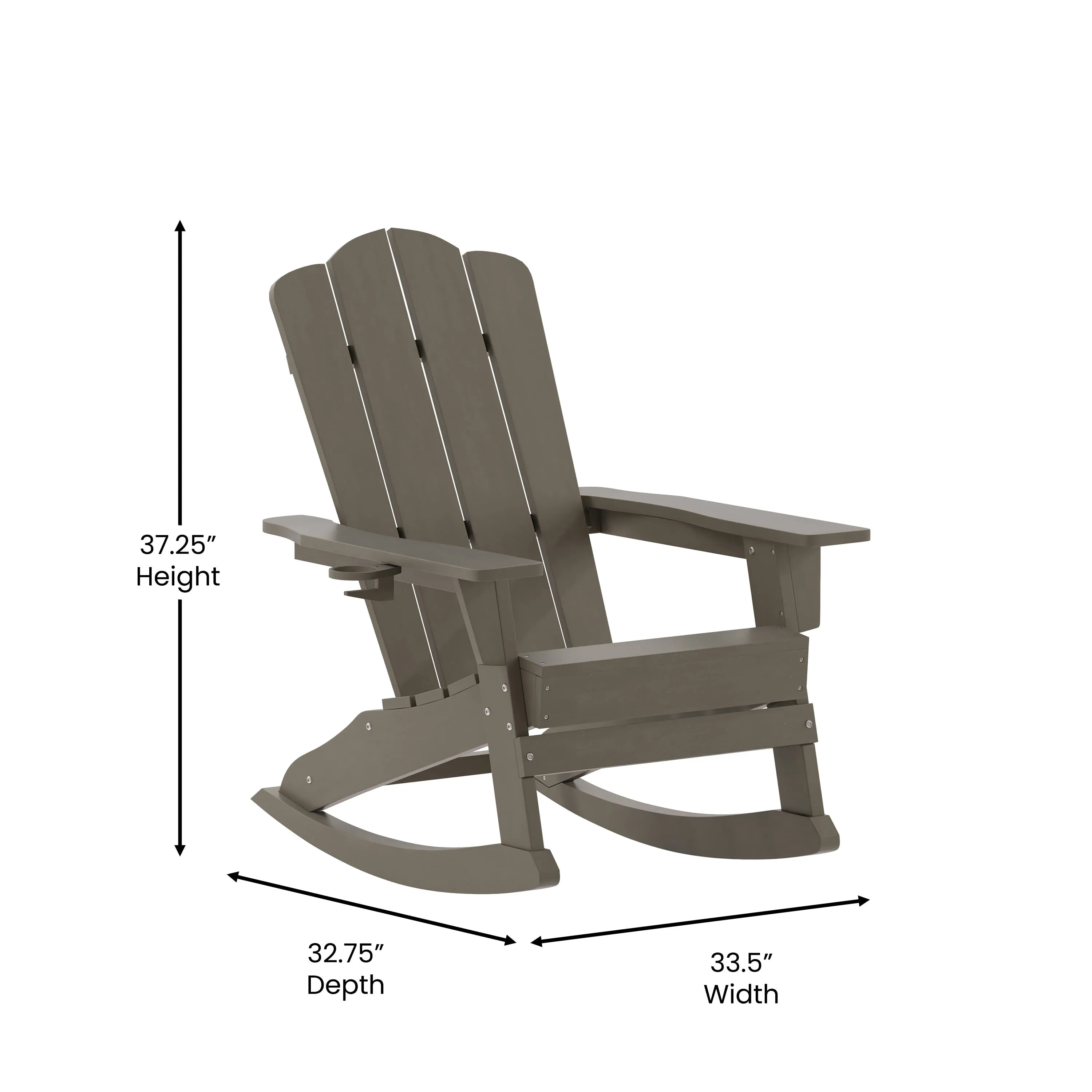 Newport HDPE Adirondack Chair with Cup Holder and Pull Out Ottoman, All-Weather HDPE Indoor/Outdoor Chair