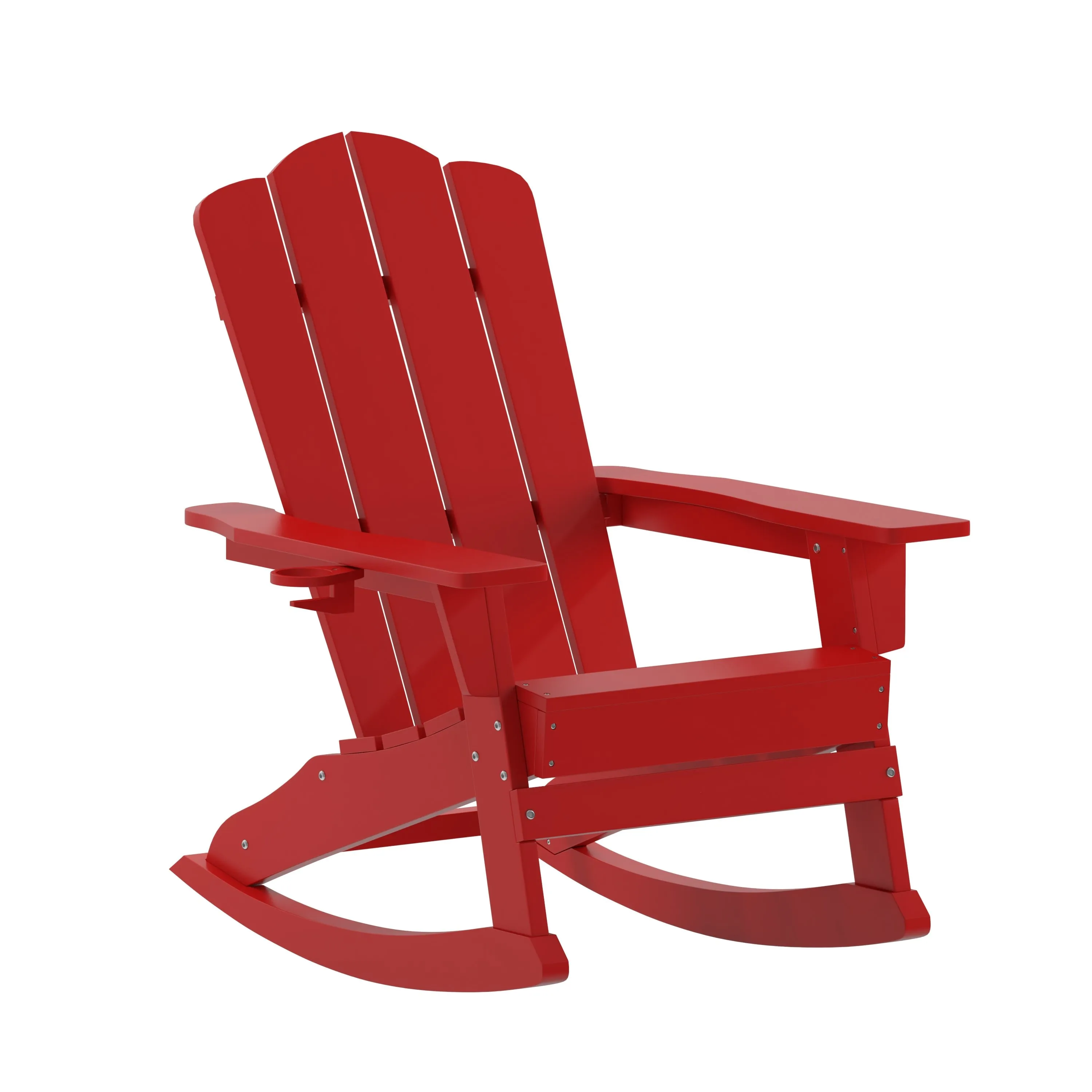 Newport HDPE Adirondack Chair with Cup Holder and Pull Out Ottoman, All-Weather HDPE Indoor/Outdoor Chair