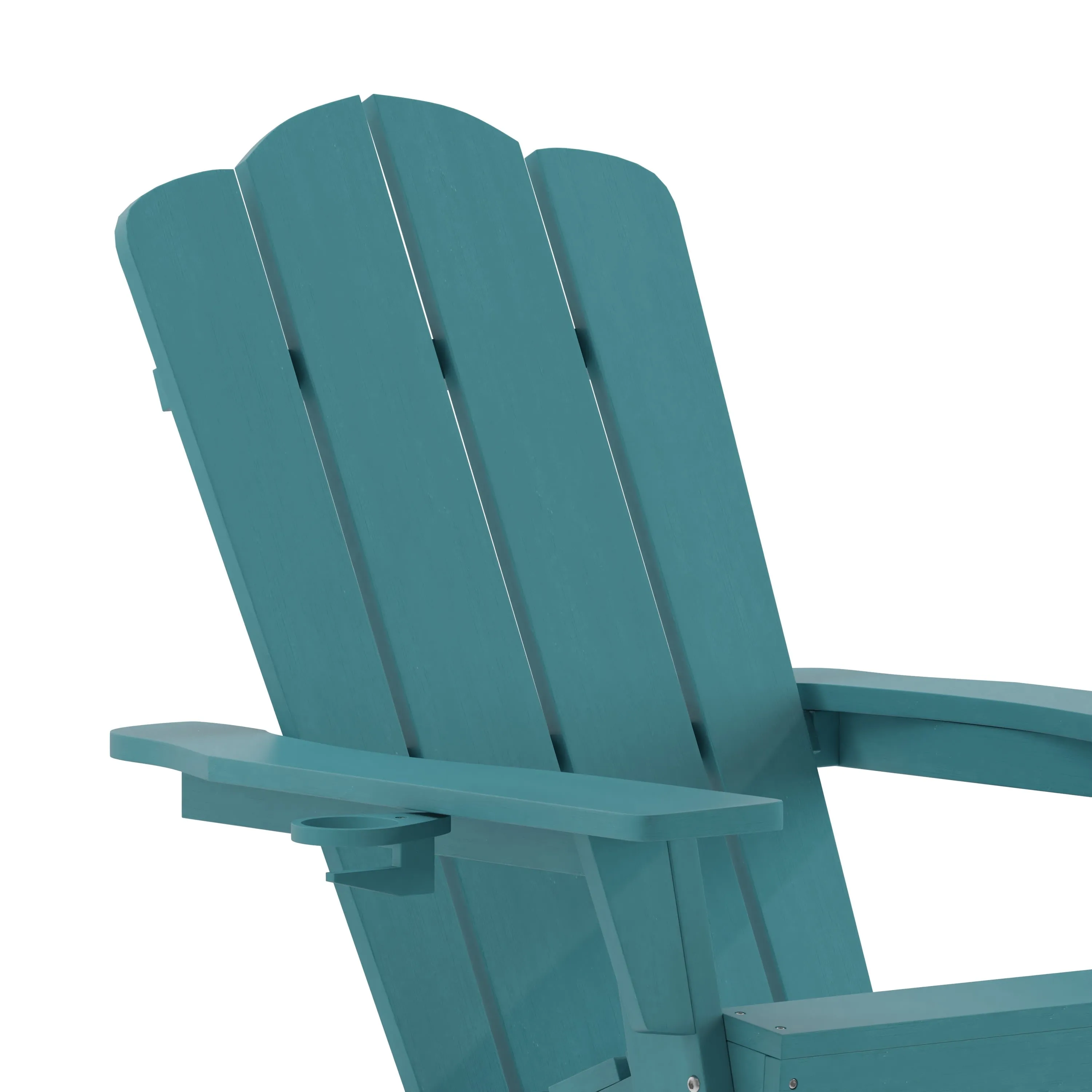 Newport HDPE Adirondack Chair with Cup Holder and Pull Out Ottoman, All-Weather HDPE Indoor/Outdoor Chair