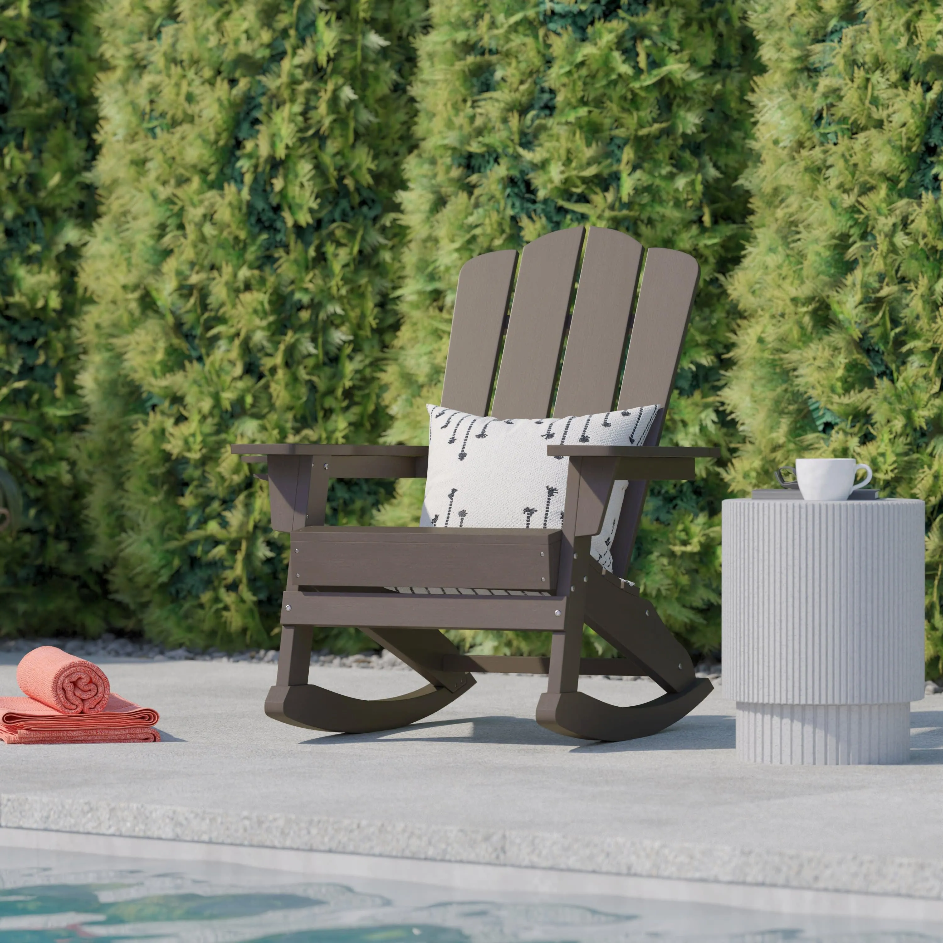 Newport HDPE Adirondack Chair with Cup Holder and Pull Out Ottoman, All-Weather HDPE Indoor/Outdoor Chair