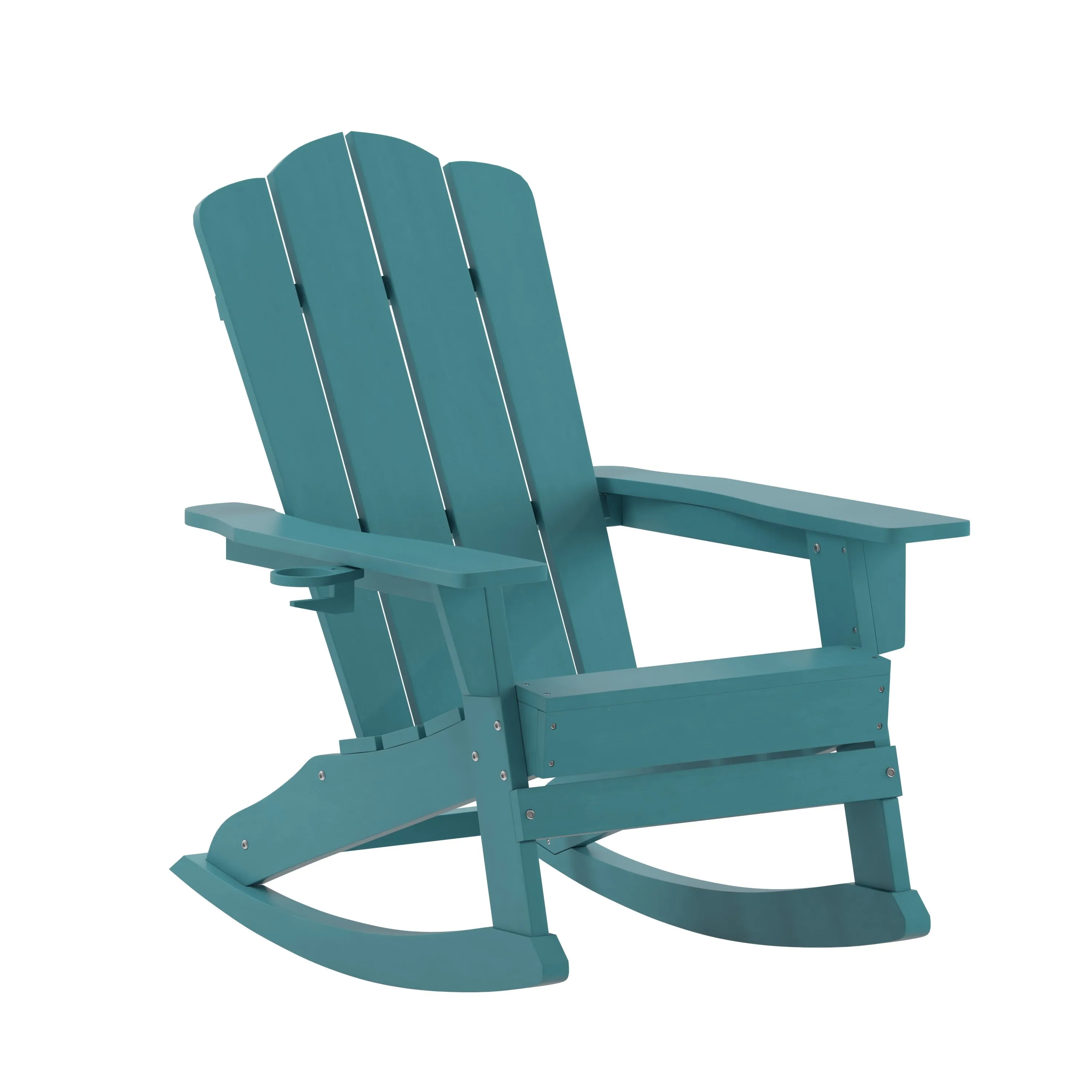 Newport HDPE Adirondack Chair with Cup Holder and Pull Out Ottoman, All-Weather HDPE Indoor/Outdoor Chair