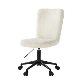 Oikiture High Back Armless Home Office Chair Boucle White&Black