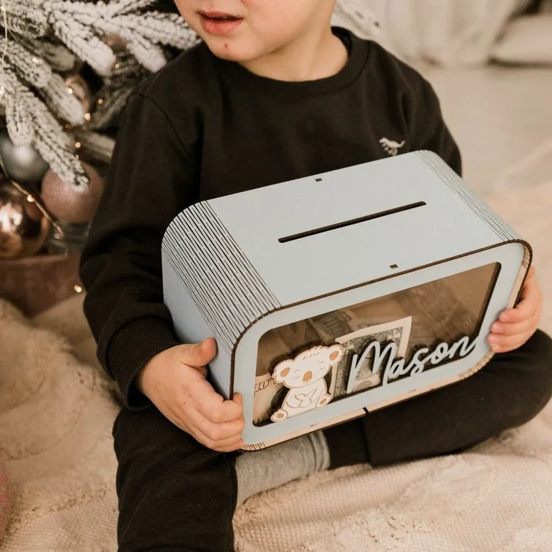 Personalized Piggy Bank For Kids, Wooden Piggy Bank with Name, DIY Piggy Bank, First Birthday Gifts Idea, 1st Christmas Gifts For Kids