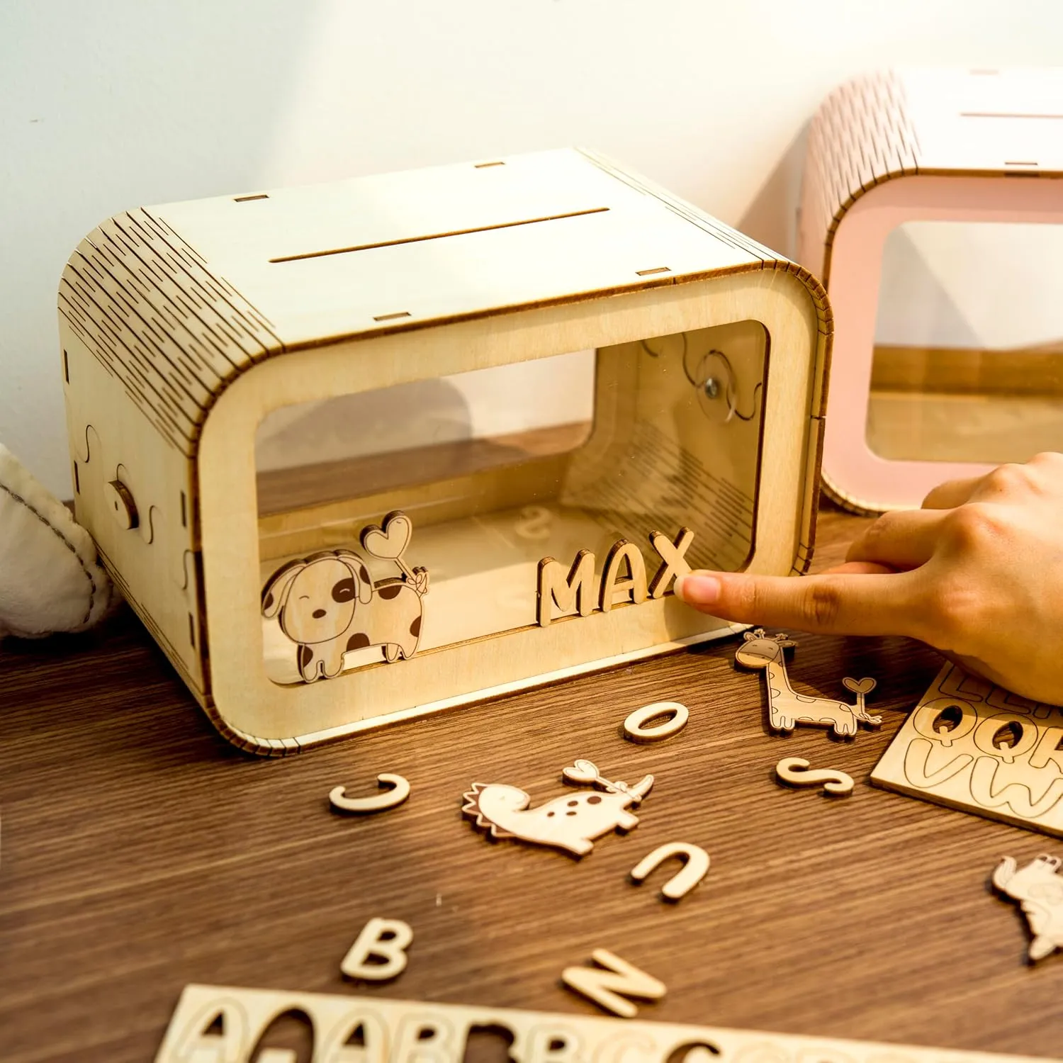 Personalized Piggy Bank For Kids, Wooden Piggy Bank with Name, DIY Piggy Bank, First Birthday Gifts Idea, 1st Christmas Gifts For Kids