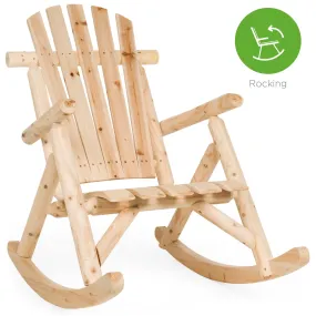 Rocking Wood Adirondack Chair Accent Furniture w/ Natural Finish