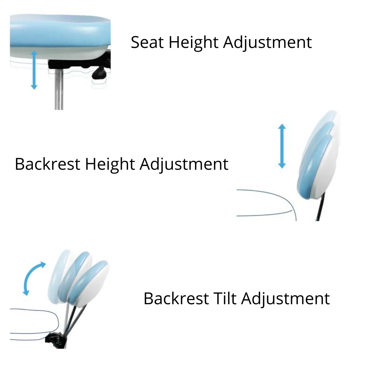 Saddle Chair with Swing-out Armrests/Elbow Supports